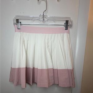 Athleta White and Pink Pleated Skater Skirt